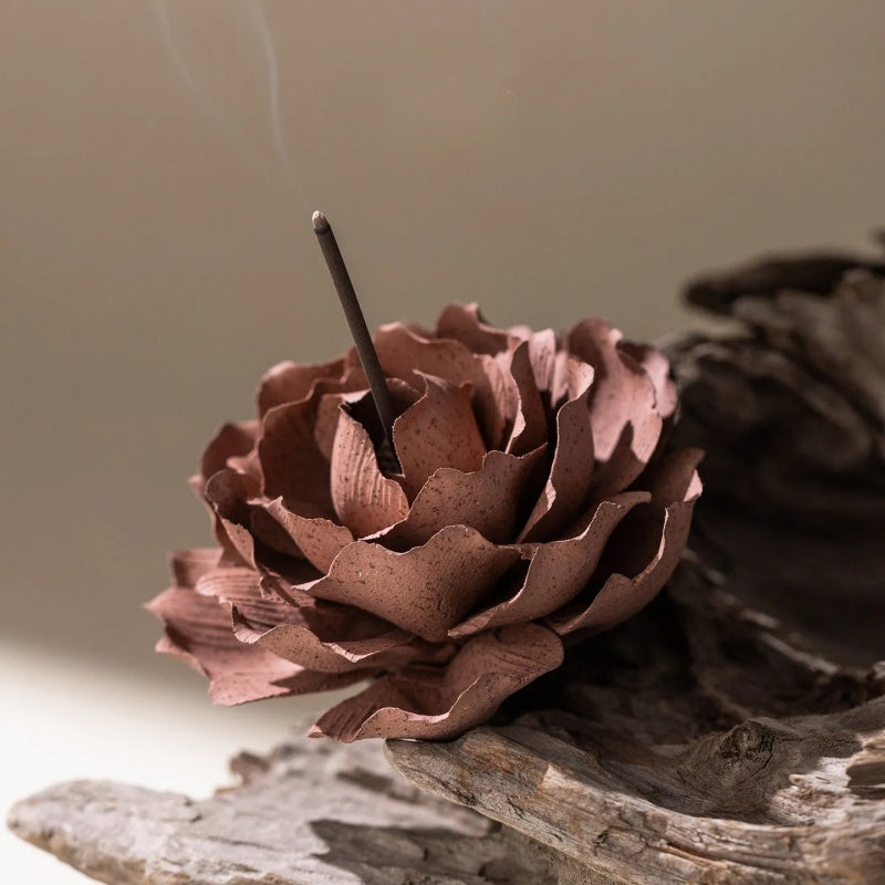 Heritage Porcelain Petal Incense Holder & Oil Diffuser - Rose