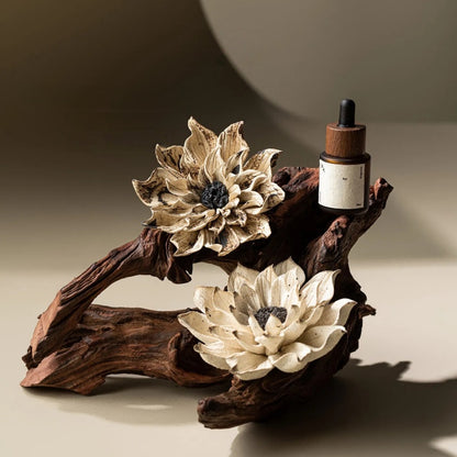 Heritage Porcelain Petal Incense Holder & Oil Diffuser - lily