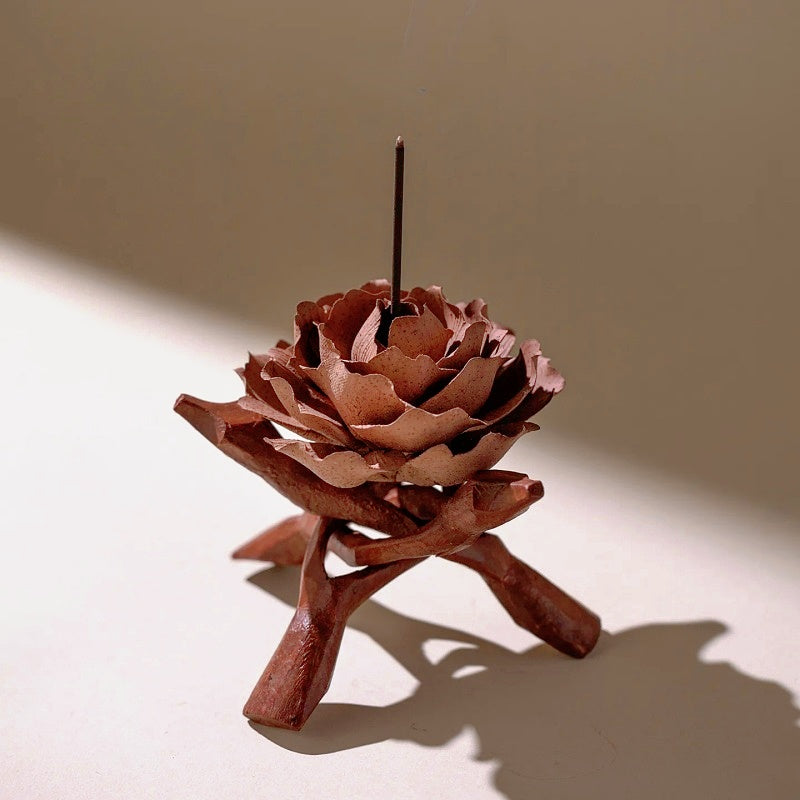 Heritage Porcelain Petal Incense Holder & Oil Diffuser - Rose
