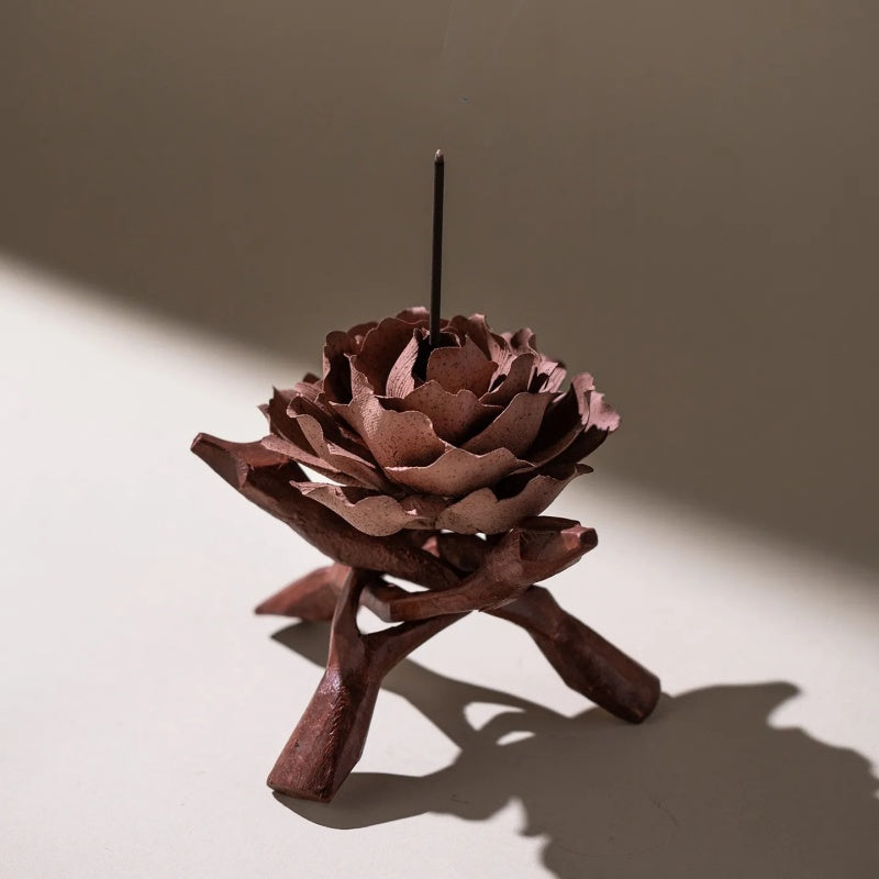 Heritage Porcelain Petal Incense Holder & Oil Diffuser - Rose