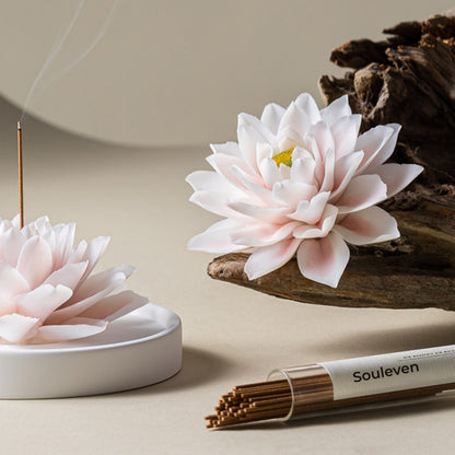 Heritage Porcelain Petal Incense Holder & Oil Diffuser - Peony